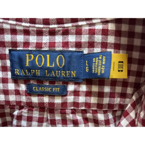 Ralph Lauren Shirt Mens Large Red White Plaid Button Down Long Sleeve - Picture 5 of 7
